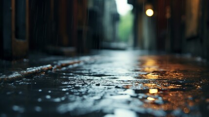 Poster - Rain water drop falling to the floor in heavy rain day : Generative AI