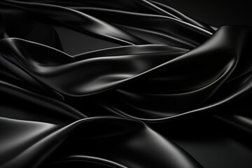 Poster - This is a background image in which silver intersecting streamlines are drawn with a brush on a black background : Generative AI
