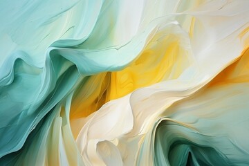 Poster - Abstract art background. Oil painting on canvas. Green and yellow texture. Fragment of artwork. Spots of oil paint. Brushstrokes of paint. Modern art. Contemporary art. : Generative AI