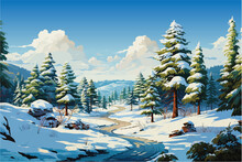 Winter Landscape With Snow And Trees