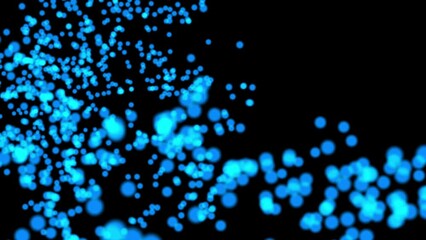 Wall Mural - abstract light blue particles on a black isolated background. illustration for meditation. informati