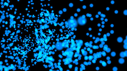Wall Mural - abstract light blue particles on a black isolated background. illustration for meditation. 3d. 4k. i