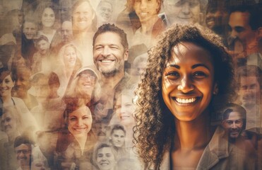 Group of people photography collage in a row background.