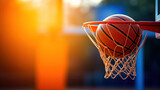 Fototapeta Sport - Basketball going through a hoop