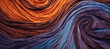 Abstract organic pale blue, dark purple, and orange batik cotton saree cloth swirl lines as panorama wallpaper background.