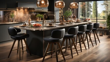 Sticker -  bronze metal legs in a modern kitchen