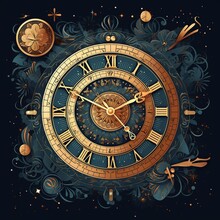 Antique Classic Old Clock Background. AI Generated Image