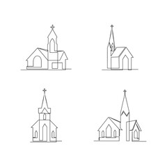 Wall Mural - Church Single continuous line illustration template