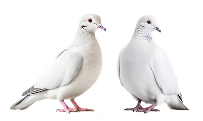 Wall Mural - two dove birds couple in love isolated on transparent background