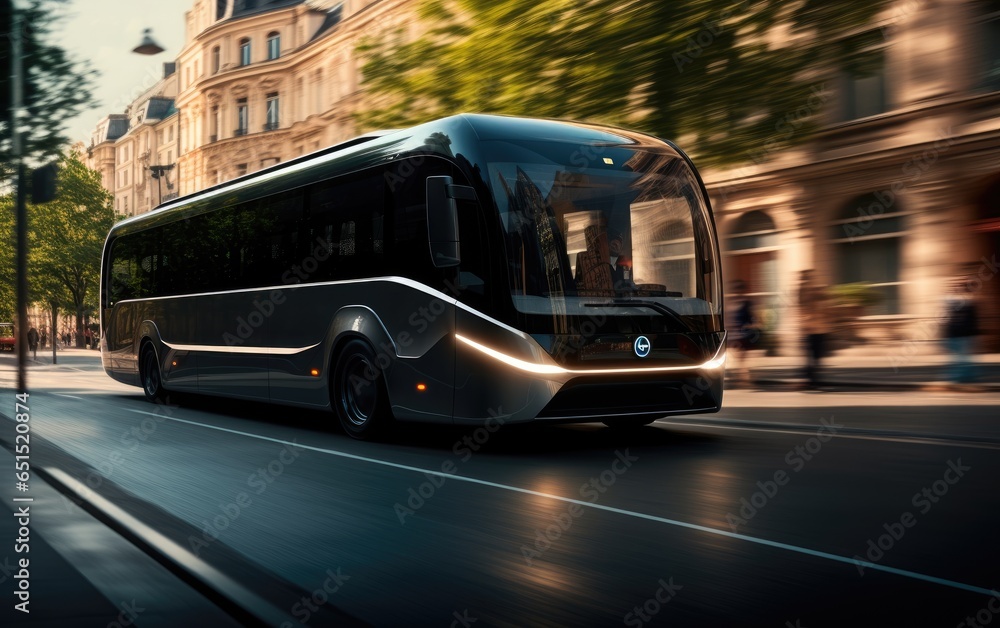 Ev Bus Graphics EV bus on a city street with blur motion effect. Generative AI Stock ...