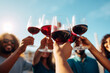 © VICHIZH - Party celebrate holiday beverage alcohol wine red group toasting drink people