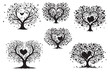 © Ariful - Love Tree Vector black Silhouette Illustration,