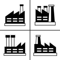 Vector black and white illustration of factory icon for business. Stock vector design.