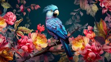 Cool Wallpaper Design With Flowers And Birds In An Underwater Style