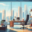 Modern empty office interior with views of the city