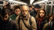 © visoot - Crowd of people in the subway metro in rush hour, Everybody is tired.