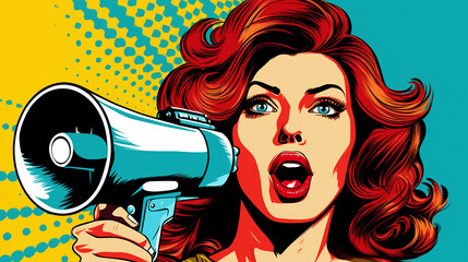 Wall Mural - garota pop art com megafone