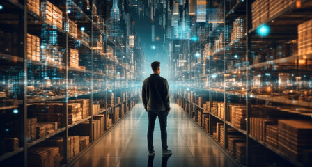 Leinwandbilder - IT engineer man checking servers in big cloud computing server.