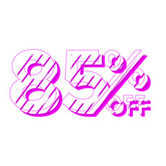 85 Percent Discount Offers Tag with Stripe Style Design