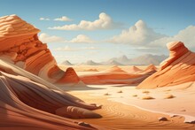 A Painting Of A Serene Desert Landscape Featuring Rocks And Sand. This Picture Can Be Used To Evoke A Sense Of Calmness And Tranquility.