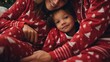 Family's matching Christmas holiday pajamas