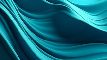 Abstract 3D Background Of Soft Waves In Cyan Colors. Elegant Wallpaper 
