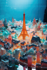 concept art of pastel city made out of colorful plastic building blocks Paris New York inspired for postcard environment activism sci-fi futuristic cities 