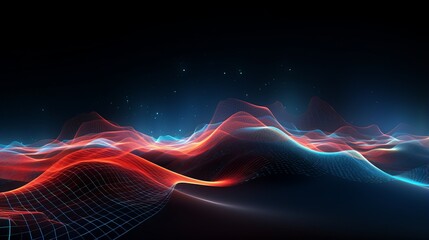 Wall Mural - dynamic futuristic technology wave in abstract digital background - 3D rendering
