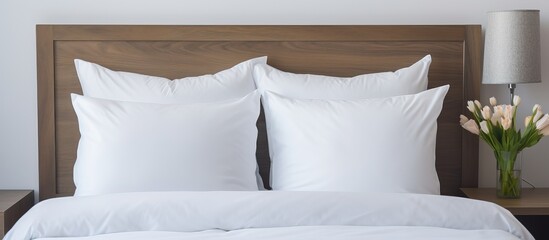 Sticker - Hotel service in a bedroom with a white bed and pillows