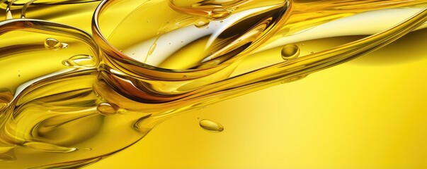 Texture of fresh bio flowing olive oil of ripe olives, healthy food panorama banner. Generative Ai.