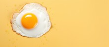 Fried Egg On Isolated Pastel Background Copy Space