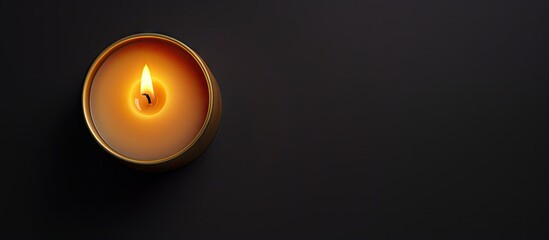 Leinwandbilder - Isolated round candle on a isolated pastel background Copy space