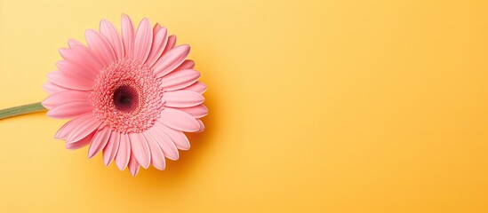 Wall Mural - Gerbera flower in yellow against isolated pastel background Copy space