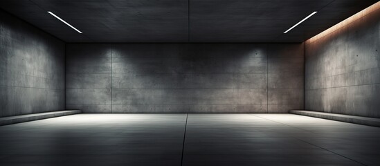 Poster - Architectural illustration of a smooth abstract interior with a dark and empty concrete background