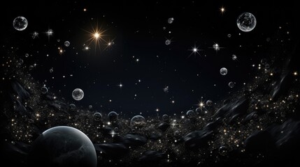 Wall Mural - black friday sale cosmic shining background. abstract deep black galaxy illustration. starry night s