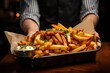 © trustmastertx - close up of people holding potato food, delicious meal, generative ai