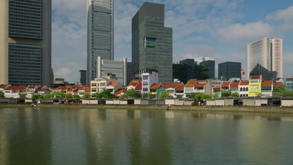 Wall Mural - Boat Quay restaurants on Singapore river, central business district