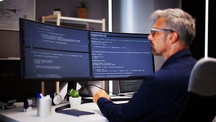 Coder Using Computer At Desk