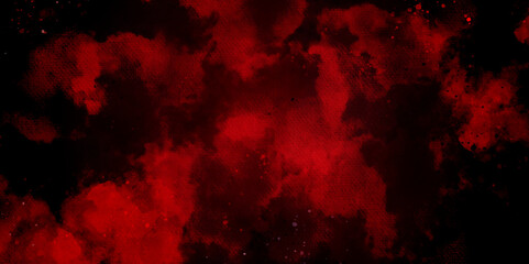 Wall Mural - Red wall grunge texture hand painted watercolor horror texture background. red splatter and black watercolor background abstract texture with color splash design.
