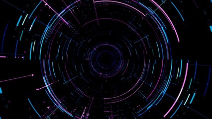 Poster - Circular neon color sci fi pattern tunnel texture