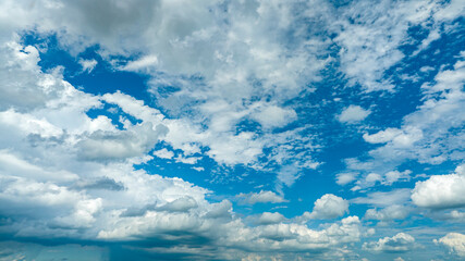 Wall Mural - A Drone View of a Summer Blue Sky With White Fluffy Clouds