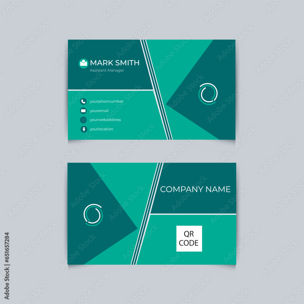 Vector illustration print template. Minimal Individual Business Card Layout. Futuristic business card design. Modern shape with abstract silver. Luxury dark gradient background. 