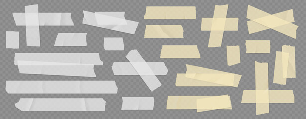 scotch tape. sticky paper, adhesive white and yellow pieces of stickers, strip label torn, old rippe