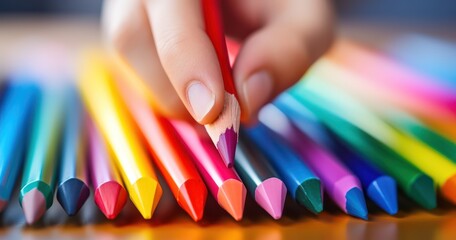 Student hand reaching for a colored marker