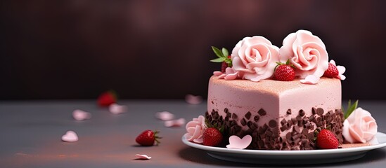 Wall Mural - Heart shaped dessert for celebrations like Valentine s Mother s Day and birthdays