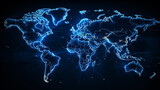 Fototapeta Mapy - global map with glowing dots