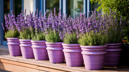 Wall Mural - Flower pots with lavender