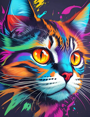  vector t-shirt art ready for print colorful graffiti illustration of a cat