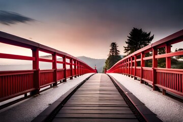 Wall Mural - railway bridge at sunset