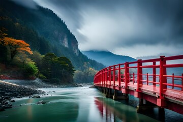 Poster - bridge over the river